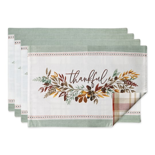 DII&#xAE; Thanksgiving Autumn Fall Leaves Reversible Placemats, 4ct.